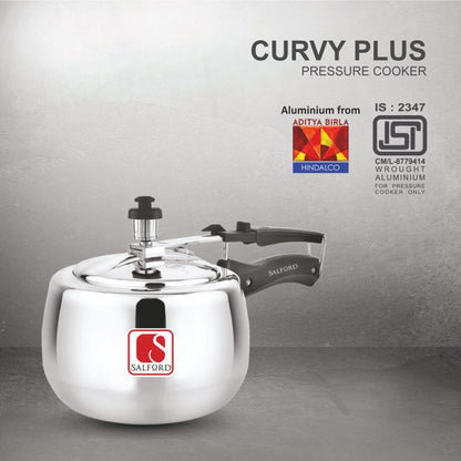 Salford Curvy Plus Aluminium Pressure Cooker | Silver, 2L