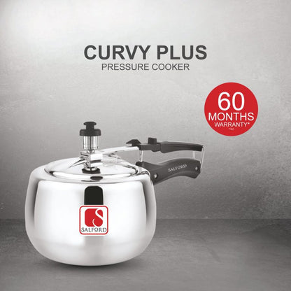Salford Curvy Plus Aluminium Pressure Cooker | Silver, 2L