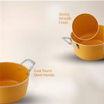 Salford Forged Ceramic Non-stick Casserole with Glass Lid | Mustard Yellow, 24 cm