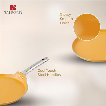 Salford Forged Ceramic Non-stick Dosa Tava | Mustard Yellow