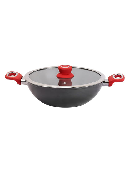 Salford Forged Hard Anodised Kadai with Glass Lid