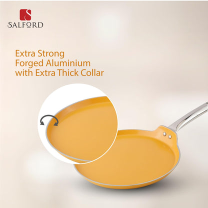 Salford Forged Ceramic Non-stick Dosa Tava | Mustard Yellow