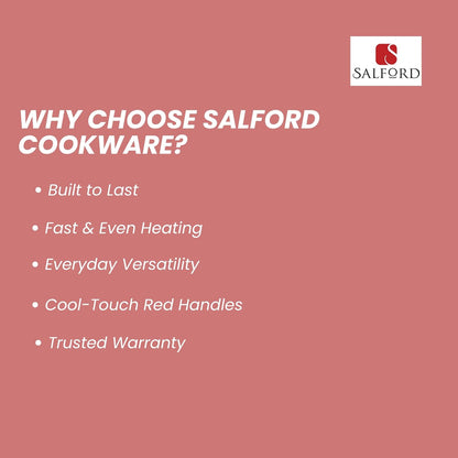Salford Forged Hard Anodised Kadai, Frypan, Tava & Glass Lid | Black, Set of 3
