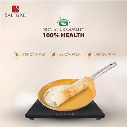Salford Forged Ceramic Non-stick Dosa Tava | Mustard Yellow