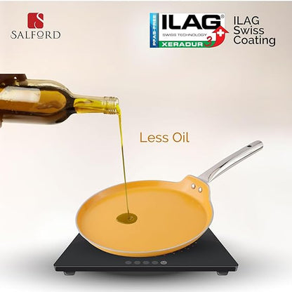 Salford Forged Ceramic Non-stick Dosa Tava | Mustard Yellow