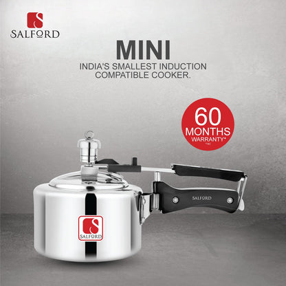 Salford Mini 1L Aluminium Pressure Cooker | Silver, 1L