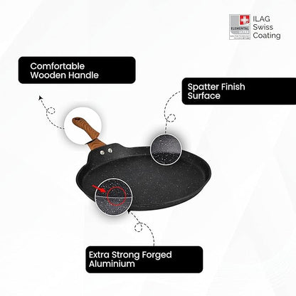 Salford Forged Non-stick Dosa Tava | Black Marble