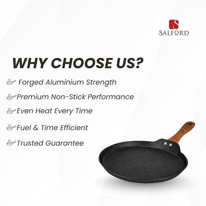 Salford Forged Non-stick Dosa Tava | Black Marble