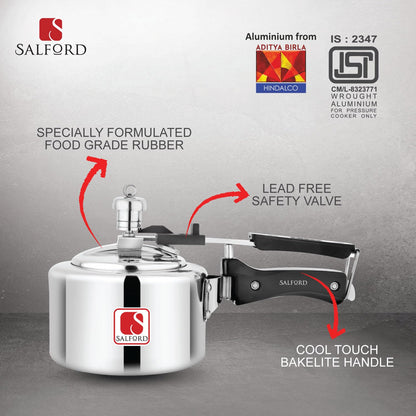 Salford Mini 1L Aluminium Pressure Cooker | Silver, 1L