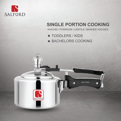 Salford Mini 1L Aluminium Pressure Cooker | Silver, 1L