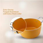 Salford Forged Ceramic Non-stick Casserole with Glass Lid | Mustard Yellow, 24 cm
