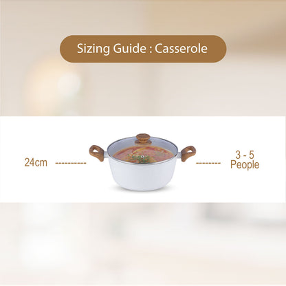 Salford Forged Non-stick Casserole with Glass Lid | White Spatter, 24 cm
