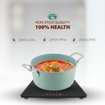 Salford Forged Ceramic Non-stick Casserole with Glass Lid | Green, 24 cm