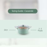 Salford Forged Ceramic Non-stick Casserole with Glass Lid | Green, 24 cm