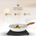 Salford Forged Non-stick Kadai, Frypan, Tava & Glass Lid | White Spatter, Set of 3