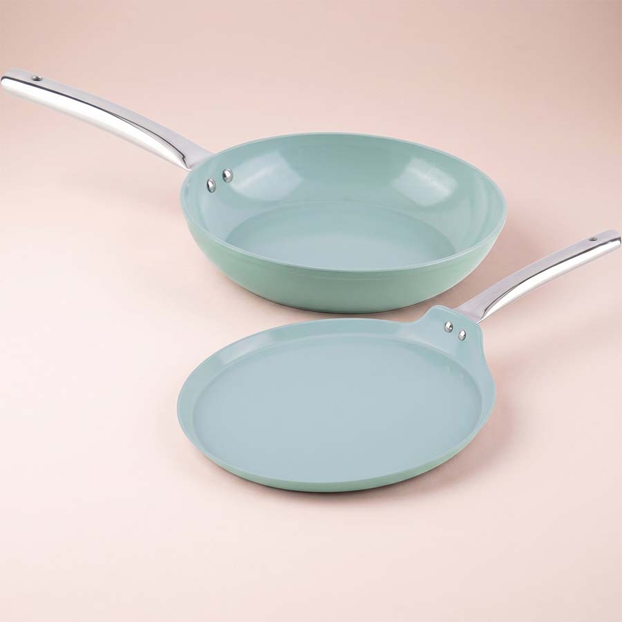 Salford Ceramic Forged Non-stick Frypan & Tava | Green, Set of 2