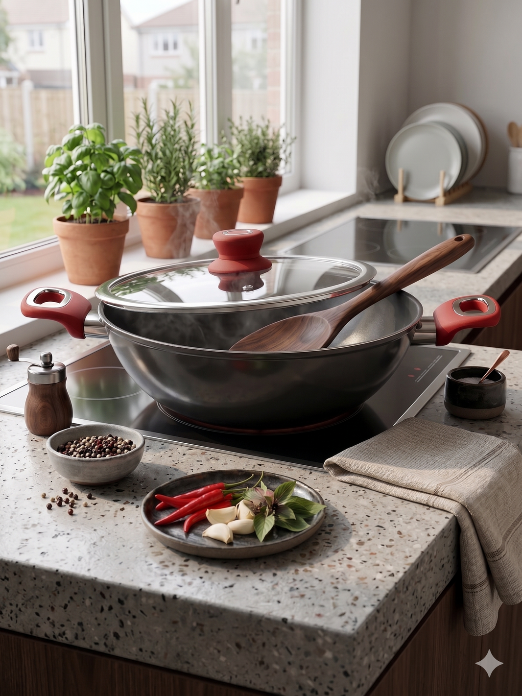 Salford Forged Hard Anodised Kadai with Glass Lid