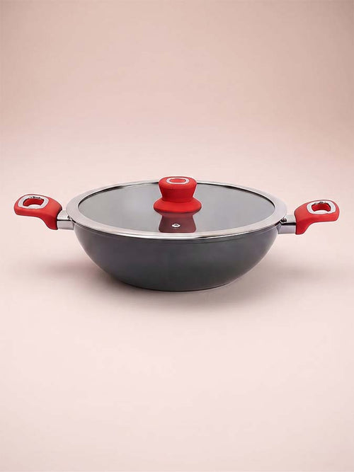 Salford Forged Hard Anodised Kadai with Glass Lid