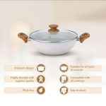 Salford Forged Non-stick Kadai, Frypan, Tava & Glass Lid | White Spatter, Set of 3