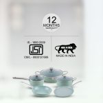Salford Forged Ceramic Non-stick Saucepan with Glass Lid | Green, 16 cm
