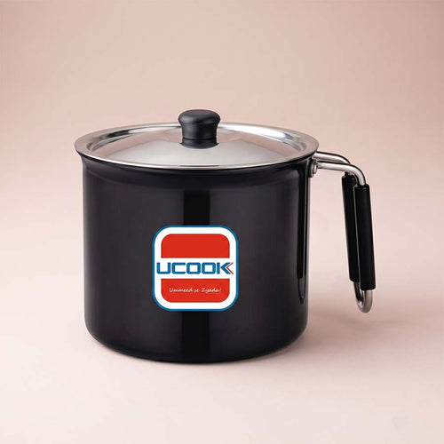 Salford Hard Anodised Milk Pot, Boiler with Steel Lid | Black, 2.25L