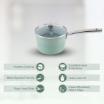 Salford Forged Ceramic Non-stick Saucepan with Glass Lid | Green, 16 cm