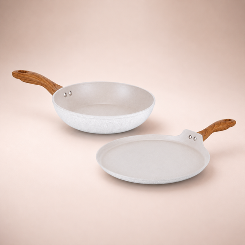 Salford Forged Non-stick Frypan & Tava | White Spatter, Set of 2