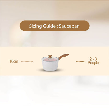 Salford Forged Non-stick Saucepan with Glass Lid | White Spatter, 16 cm