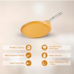 Salford Ceramic Forged Non-stick Frypan & Tava | Mustard Yellow, Set of 2