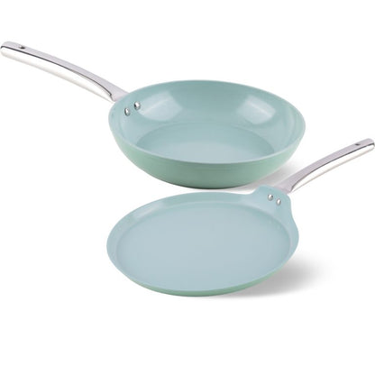 Salford Ceramic Forged Non-stick Frypan & Tava | Green, Set of 2